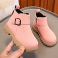 thumbnail image 2 of BXJX Girls Ankle Boots, Fleece Lined Thick Sole Side Zipper Non-Slip Fall Winter Boots Pink Size 10 Little Kids, 2 of 8