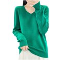 thumbnail image 2 of Odbmxy Knit T-Shirts Women Long Sleeve Cotton Ladies Plus Size Tops Solid Color Loose Casual Soft Comfortable Tops,Green M, 2 of 5