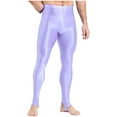 thumbnail image 3 of iefiel Leggings de Sport Brillants pour Hommes, Yoga, Course, Compression, Violet A L, 3 of 6
