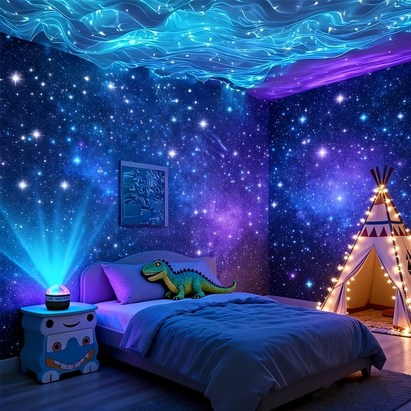 Aurora Borealis Starry Sky Projector, LED Star Projector Night Light with Remote, Galaxy Star Projector with 7 Lighting Effects, for Camping, Wedding Decoration, Holiday Party, Valentine's Day Gift