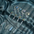 thumbnail image 4 of 1bag Alloy Moon Decorations 7 Chakra AB color Glass Beaded Hanging Ornament with Glass Cone & Star/Ice Flower/Heart Charm Antique Silver 280mm 1pc/style 5pcs/set 1 set/bag, 4 of 5