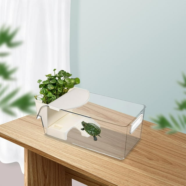 Tórtola/Pecera para reptiles/Tortugas/Hábitat. Área de incubación resistente para trepar. Caja comedero fácil de usar con asa. Ideal para L