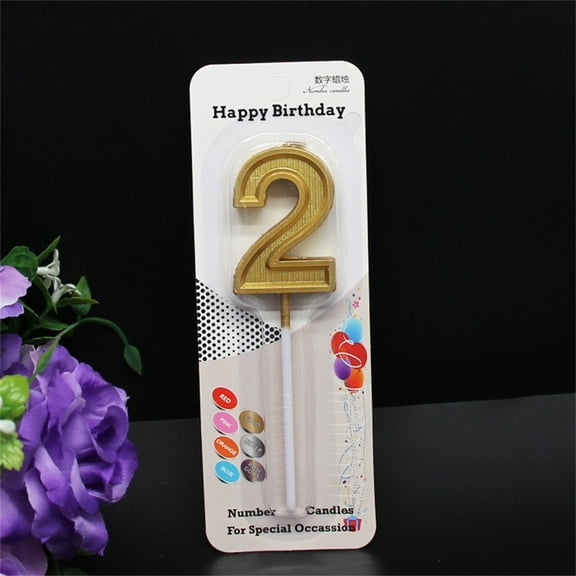 HAZIUA Glitter Number Candles Gold Number 0-9 Birthday Party Candle Cake 2*1.6 in B