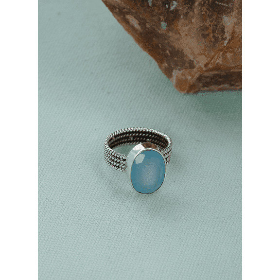 Sechi Aqua Chalcedony Solid 925 Sterling Silver Ring Jewelry for Women (9)