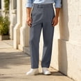 thumbnail image 6 of Jerdar Men's Solid Pleated Dress Pants, Loose Straight Fit Business Casual Long Trousers with Side Pockets, Polyester Cotton Blend Mens Lightweight Pants, 6 of 8