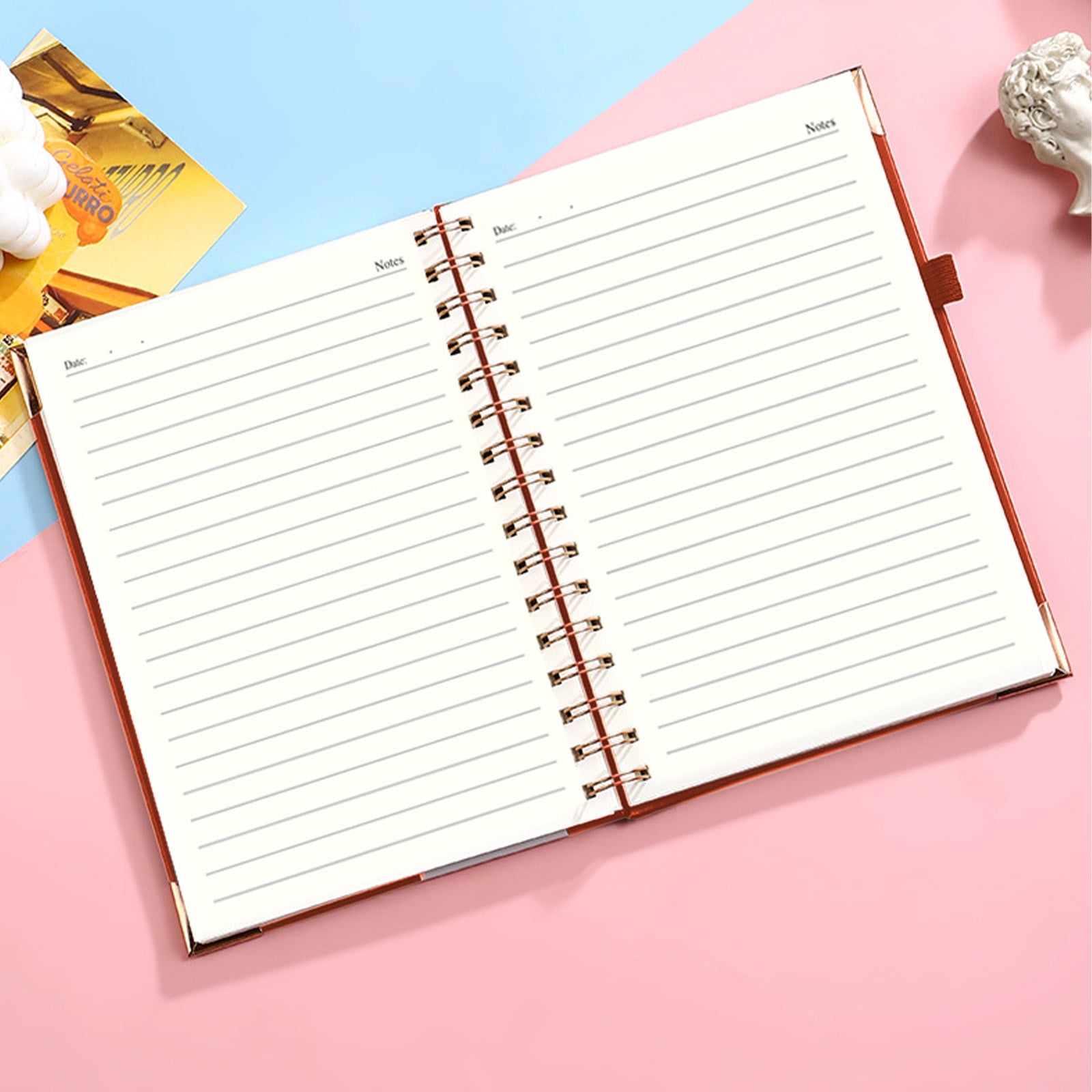 Lwlmwt Leather-bound Spiral Notebook A5 Ring-Bound JournaL Notebook Hardcover Thick Pages Unisex Notebook Ideal for Study and Work
