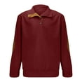 thumbnail image 4 of JUUYY Mens Casual Corduroy Henley Shirts Elbow Patches Long Sleeve Button up Pullover Sweatshirts Lapel Stand Collar Waffle Thermal Sweater Tops Red XL, 4 of 6