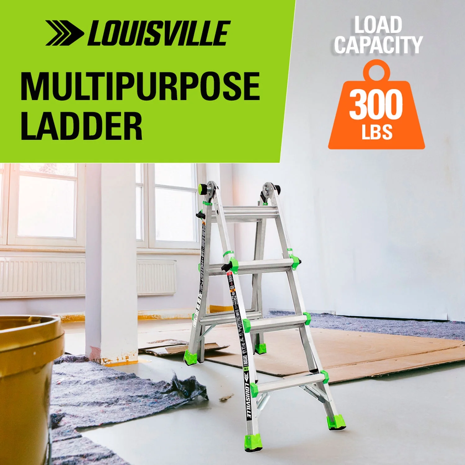 Louisville 14 ft Reach Multipurpose Aluminum Ladder, Type IA, 300 lb Capacity