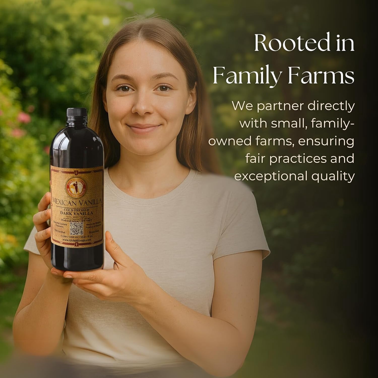Pure Dark Mexican Vanilla Extract Gluten Free Vanilla for Baking Cakes, Cookies, Desserts, Coffee & Beverages Natural, Bold Flavour 33.81 fl oz bottle