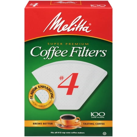 (2 Pack) Melitta #4 White Cone Coffee Filters, 100 Ct