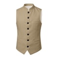 thumbnail image 4 of OOOUM Kids Vest Stand Collar Button Down Tailored Pockets Waistcoat Formal Festival School Gentleman Jacket,9-10 Years, 4 of 5