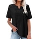 thumbnail image 1 of Pntutb moda mujer verano cuello pico manga corta algodón lino sólido casual camiseta blusa PNTUTB Pntutb-5250, 1 of 7