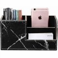 thumbnail image 3 of Multifunctional Desktop Leather Finishing Storage Box, Light Luxury Marble Square Pen Holder, Black, 3 of 4