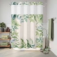 thumbnail image 6 of No Hook Shower Curtain with Built-in Rings - Botanical Summer Washable Waterproof Fabric Bathroom Curtains for Hotel,Rentals, 72X 96 Inch Extra Long , Vintage Eucalyptus Leaf Green Beige, 6 of 9