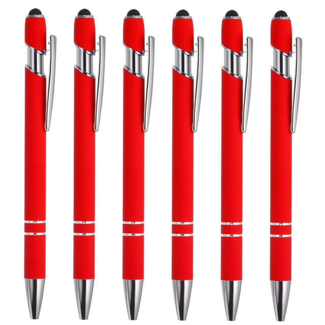 Unique Bargains Stylus Ballpoint Pen with Stylus Tip, Medium Point, 1.0mm, Black Ink, 6 Pack