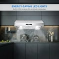 thumbnail image 3 of Tieasy 30 inch 600CFM Under Cabinet Range Hood 3-Speed Touch Panel Vent, 3 of 12
