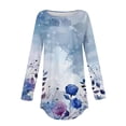 thumbnail image 5 of Viikei Long Sleeve Shirts for Girls,Women's Long-sleeved Crew-neck Drop Shoulder Casual Printed Blue XL, 5 of 5