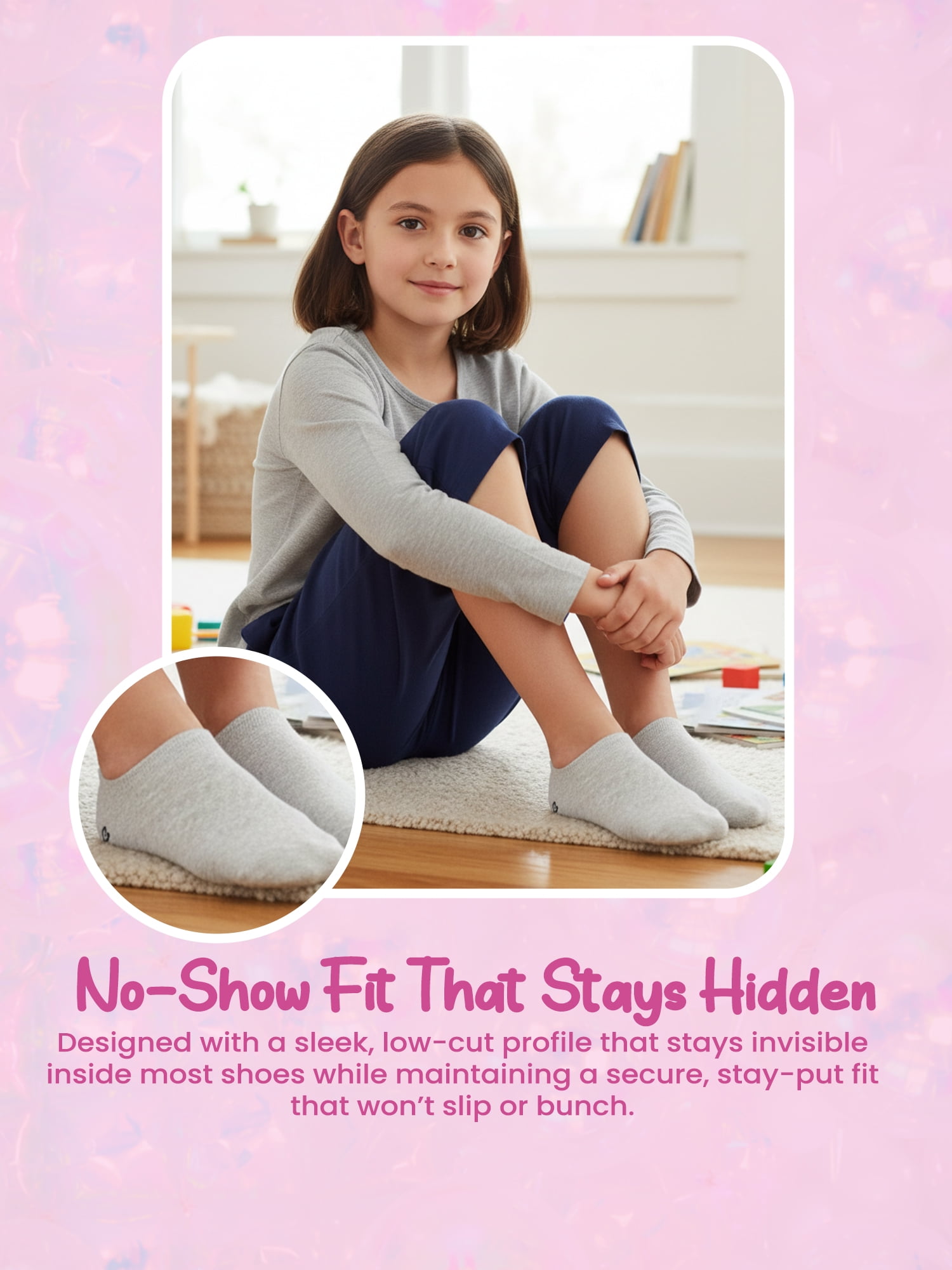 Justice No Show Socks for Girls, Cozy Socks for All Day Wear, 10 pk White Multi Color