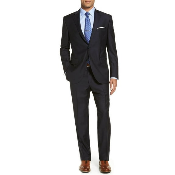 Luciano Natazzi Men's Modern Fit Two Button Faint Tone On Tone Stripe Suit Black Tone On Tone