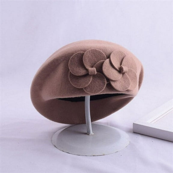 CoCopeaunt The New Korean Version Of The Wool Hat Europe And The United States British Double Flower Winter Hat Beret