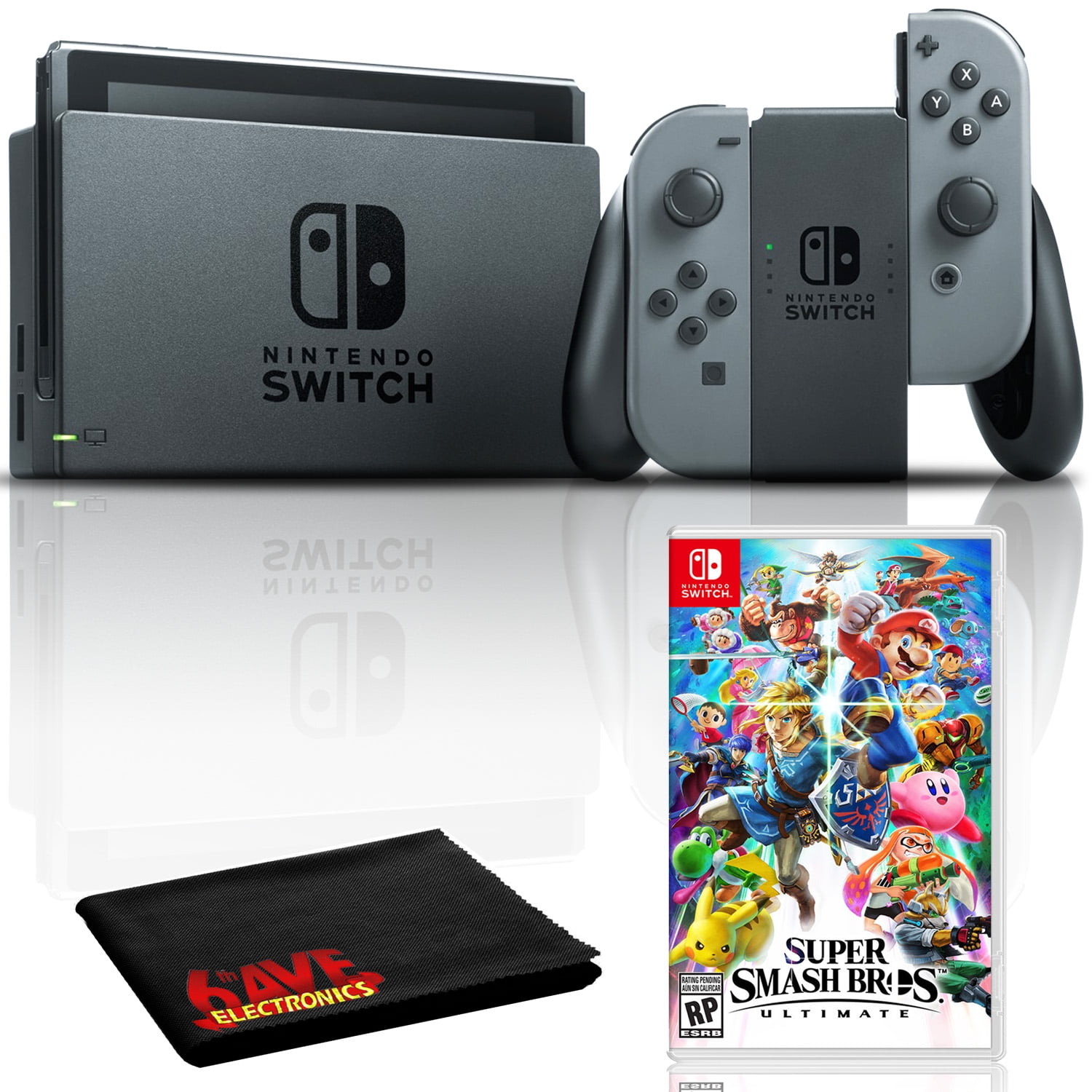 Nintendo Switch with Gray JoyCons Bundle with Super Bros + 6Ave Walmart.com