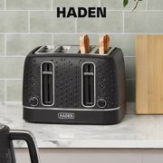 Haden Starbeck 4 Slice Wide Slot Stainless Steel Toaster, Black & Chrome