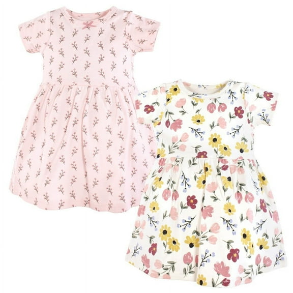 Hudson Baby Girls Cotton Dresses, Soft Painted Floral, 0-3 Months