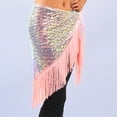 thumbnail image 6 of KHONTS Women's Sparkly Fringed Wrap Skirt Tie Side Sequins Tassel Scarf Waist Towel for Belly Dance Festival Rave Party Pink One Size, 6 of 6