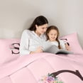 thumbnail image 4 of Erosebridal S Personalized Initial Girl Bedding Comforter Set 7pcs,Teens Floral Rose Flowers Queen Bedding Sets,Pink Reversible, 4 of 6