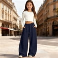 thumbnail image 2 of CONROSES Girls Baggy Sweatpants Wide Leg Sweat Pants for Girls Trendy Solid Y2K Elastic Waist Drawstring Streetwear Jogger Pants With Pockets, 2 of 4