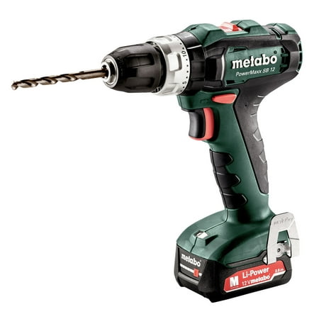 Metabo 601076520 12V PowerMaxx SB 12 Lithium-Ion Brushless Compact 3/8 in. Cordless Hammer Drill Driver Kit (2