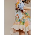 thumbnail image 2 of Women's Mini Dresses Summer Babydoll Dress Bohemian Floral Print Casual Dresses Short Sleeve V-Neck Vacation Dresses Ruffle Hem Flowy Dress with Pockets, 2 of 5
