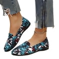 thumbnail image 2 of IEMIEMIEM Women's Ballet Flats Rose Print Loafer Flats Vintage Slip On Round Toe Soft Loafers Canvas Casual Work Flat Shoes Blue 6.5 Wide, 2 of 4