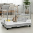 thumbnail image 4 of golytefs Gravity Lock Rabbit Cage with Pull Out Tray Wheeled Bunny Hutch Cage (Grey), 4 of 9