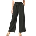 thumbnail image 2 of 2026 Womens Pants Wide Leg High Waisted Adjustable Drawstring Trousers with Pockets Casual Lightweight Black S, 2 of 3