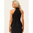 thumbnail image 4 of DARING DIVA Women's Beach Pleated Halter Neck Blouse Tops S Black, 4 of 6