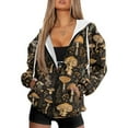 thumbnail image 4 of SCRAWLGOD Mushrooms Women's Zip Up Hoodie Plus Size S Graphic Hoodies for Women Park Comfortable Women Oversized Sweatshirt Soft Active Wear for Women Fashion, 4 of 7