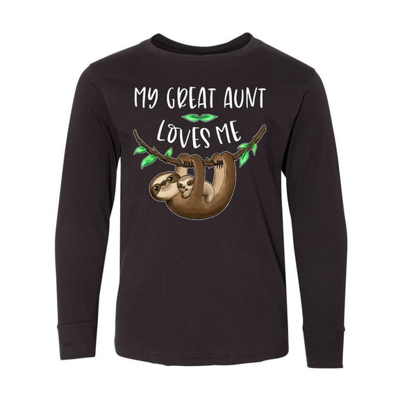Inktastic My Great Aunt Loves Me Cute Sloth and Baby Long Sleeve Youth T-Shirt