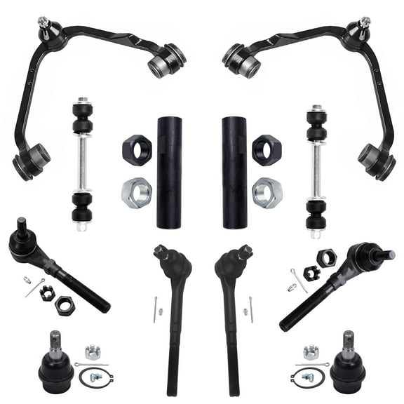 Detroit Axle - 12pc Suspension Kit for 2WD Ford F-150 F-250 Expedition Lincoln Navigator, 2 Upper Control Arms, 2 Lower Ball Joints, 4 Inner and Outer Tie Rods, 2 Sway Bars, 2 Sleeves Replacement