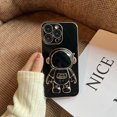 thumbnail image 1 of Funda con soporte plegable de astronauta galvanizada para iphone 11 12 13 Pro Max 14 pro x xr xs 7 8plus, funda protectora de película de cristal para cámara Tan Jianjun unisex, 1 of 2