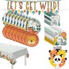 Party City Get Wild Jungle Party Supplies for 8 Guests, Cute Zoo Animal Tableware, Balloons, Banners, and a Favor Cup