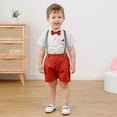 thumbnail image 2 of ZOEREA Baby Boy Clothes Suits, Toddler Boy Short Sleeves Shirt+ Suspender Pants Outfit Sets Gentleman Wedding Suit 1-5 Years, 2 of 12