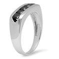 thumbnail image 2 of Dazzlingrock Collection 1.00 Carat (ctw) Sterling Silver Real Round Black Diamond Men's 5 Stone Wedding Band 1 CT, Size 8.5, 2 of 4