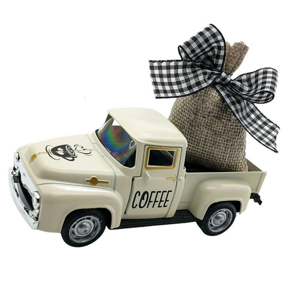 WE-POLUJ Mini Vintage Coffee Truck Model for Farmhouses Kitchen or Coffee Bar Decoration