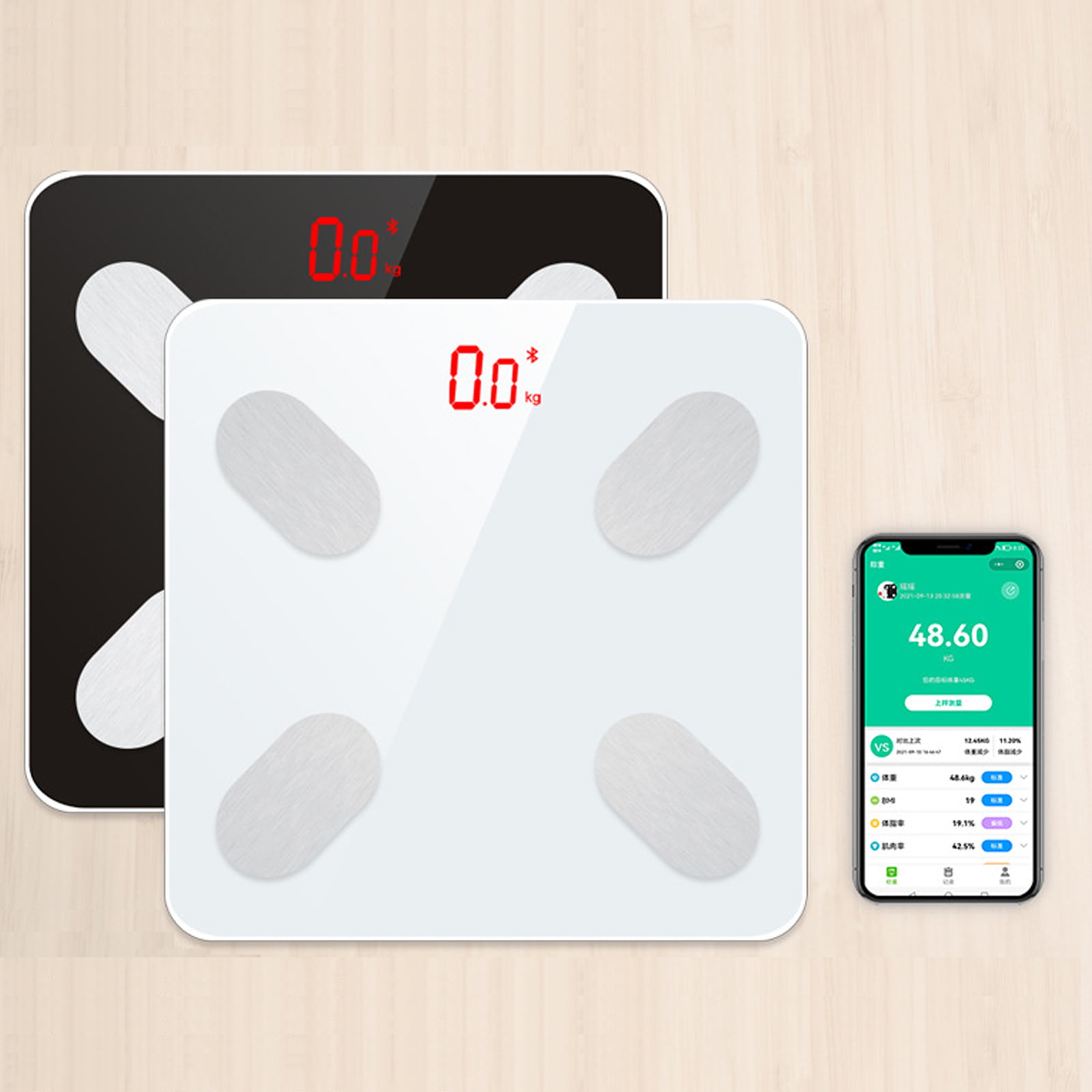 Bathroom Weighing Digital Scales Bluetooth Smart Body Fat BMI Glass White Glass 