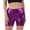 Purple, variant on Women's High Waisted Metallic Biker Shorts Stretch Shiny Party Club Pants