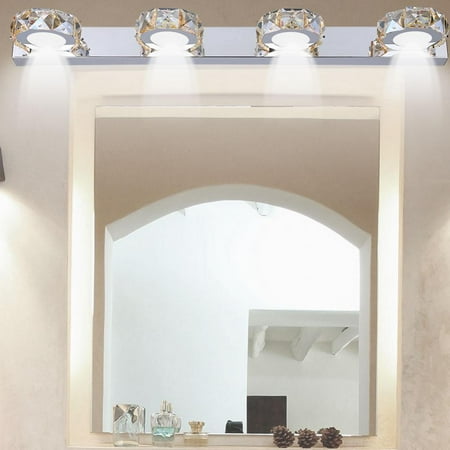 Yosoo Vanity Lights LED Bathroom Light Fixtures Crystal 4-Light Make Up Mirror Front Lighting for Bedroom Dresser Wall (Best Bedroom Light Fixtures)