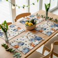 thumbnail image 5 of Fall Blue Pumpkin Placemats Set of 4, Thanksgiving Autumn Daisy Beige Vintage Washable Wipeable Table Mats for Dining Tables, Indoor Outdoor Kitchen Place Mats for Holiday Party Table Decor, 5 of 9