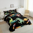 thumbnail image 3 of Feelyou Kawaii Dinosaur Kids Queen Comforter Set, Mystic Outer Space Bedding Sets, Stars Rocket Planet Reversible Bedding Comforter Set, Microfiber Bedroom Decor, 3pcs, 3 of 8