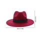 thumbnail image 2 of Sombrero fedora clásico unisex de lana estructurada para hombre y mujer (rojo vino), 2 of 7